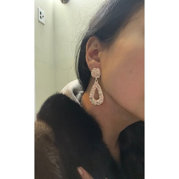 Rose gold earrings big hoop big teardrop large gold earrings chunky statement - Picture 1 of 8